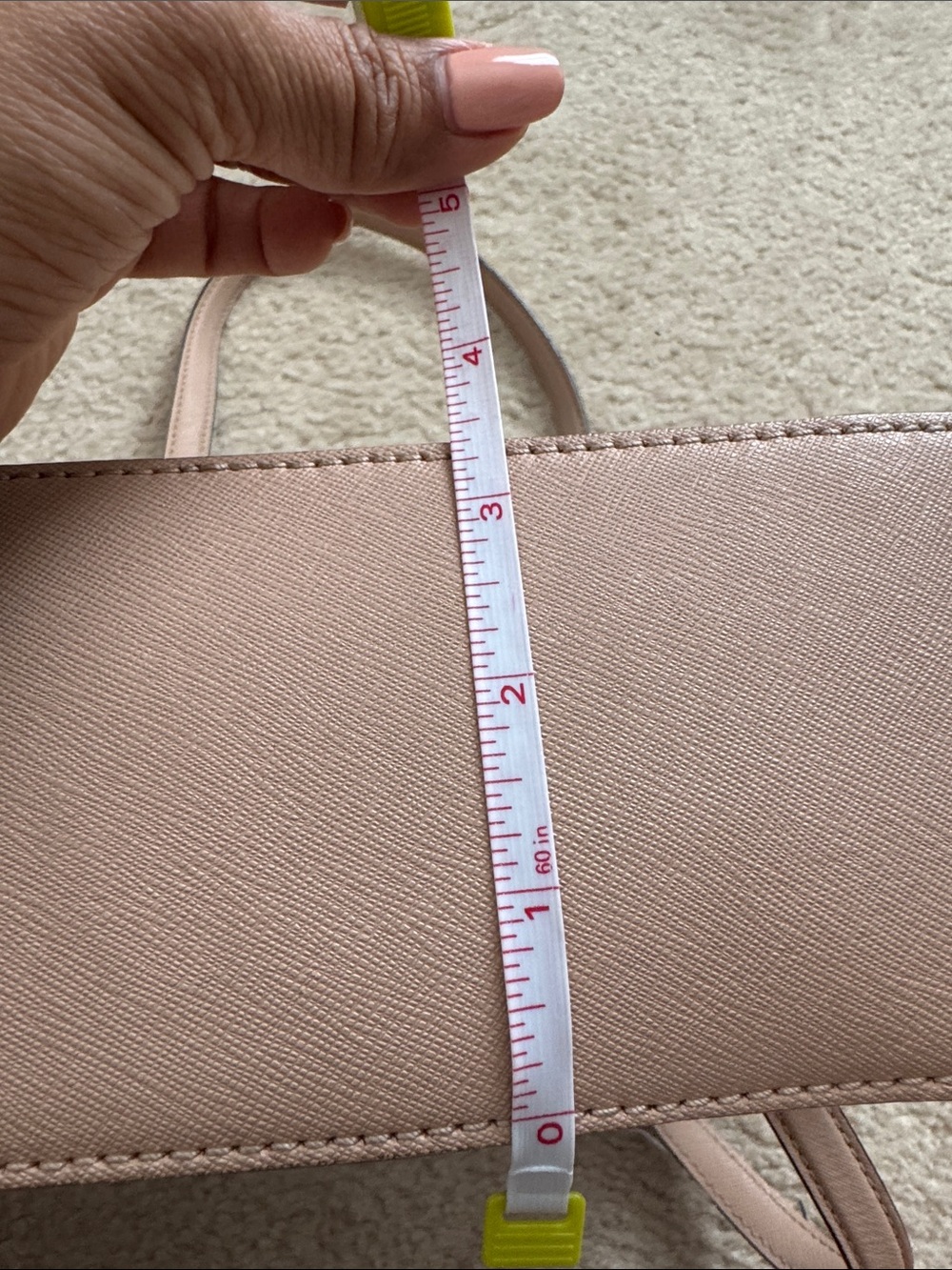 Michael Kors Pale Blush Leather Double-Handle Tote - Picture 13 of 14
